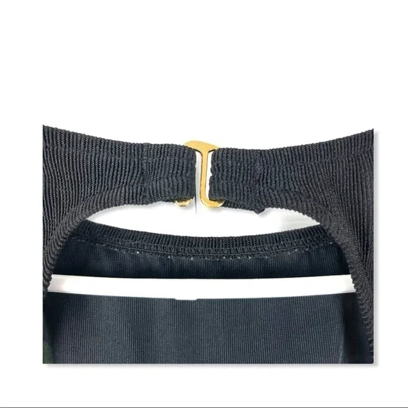 Color Block Stripe Textured One Piece High Neck Keyhole Back Swimsuit - Vintage - Picture 10 of 13